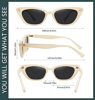 WOWSUN Small Cat Eye Sunglasses Womens Retro Narrow Trendy